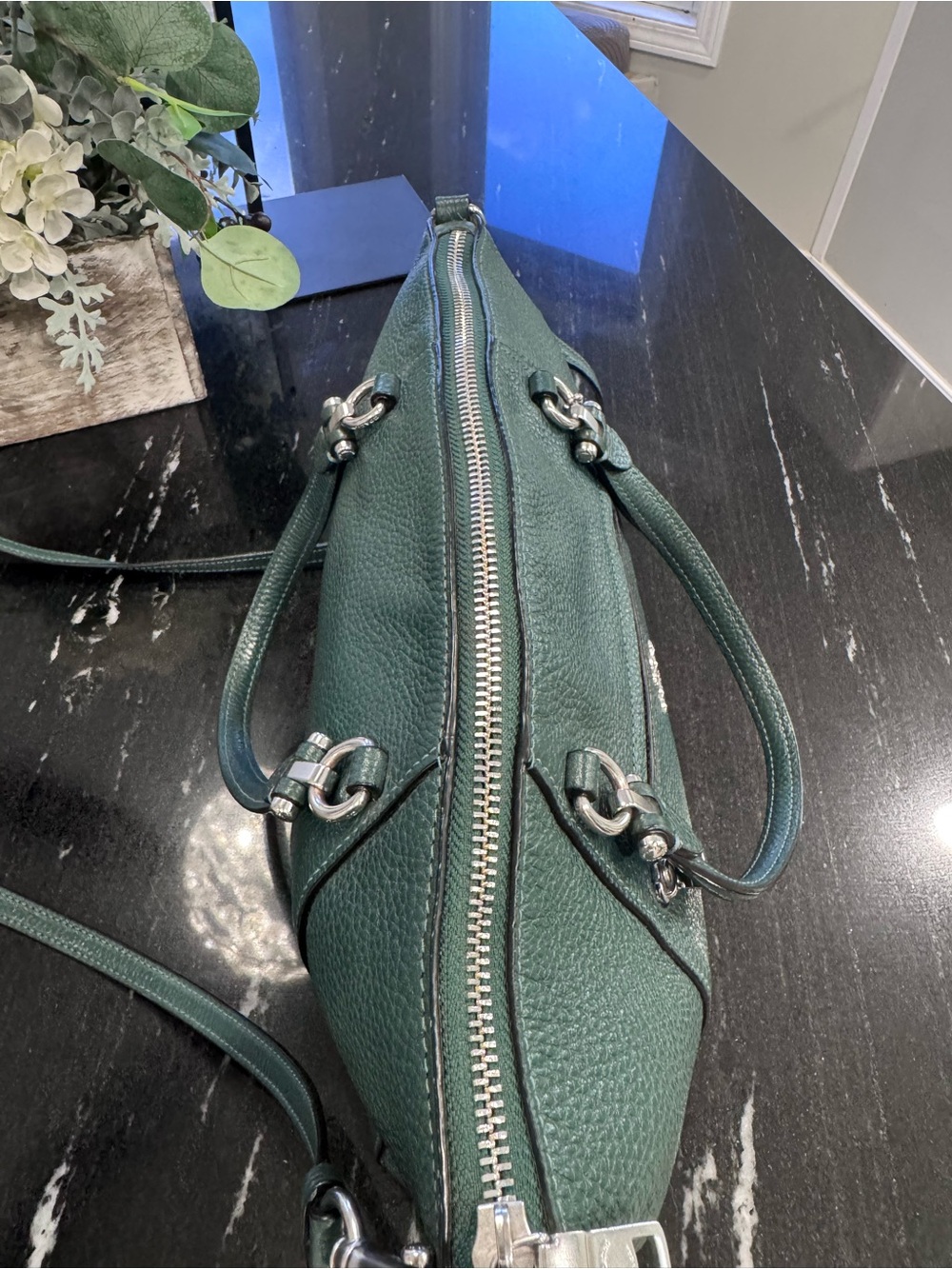 🍃COACH Prairie Satchel Pebble Leather Forest Green Crossbody Bag Style 79997 - Picture 15 of 16